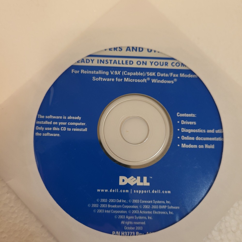 DELL Drivers & Utilities Reinstalling V.9X(Capable)/56k Data/Fax Modem Software