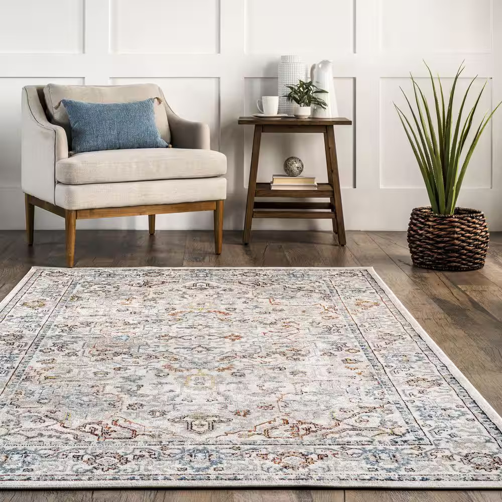 Cady Machine Washable Transitional Beige 5 Ft. X 8 Ft. Area Rug