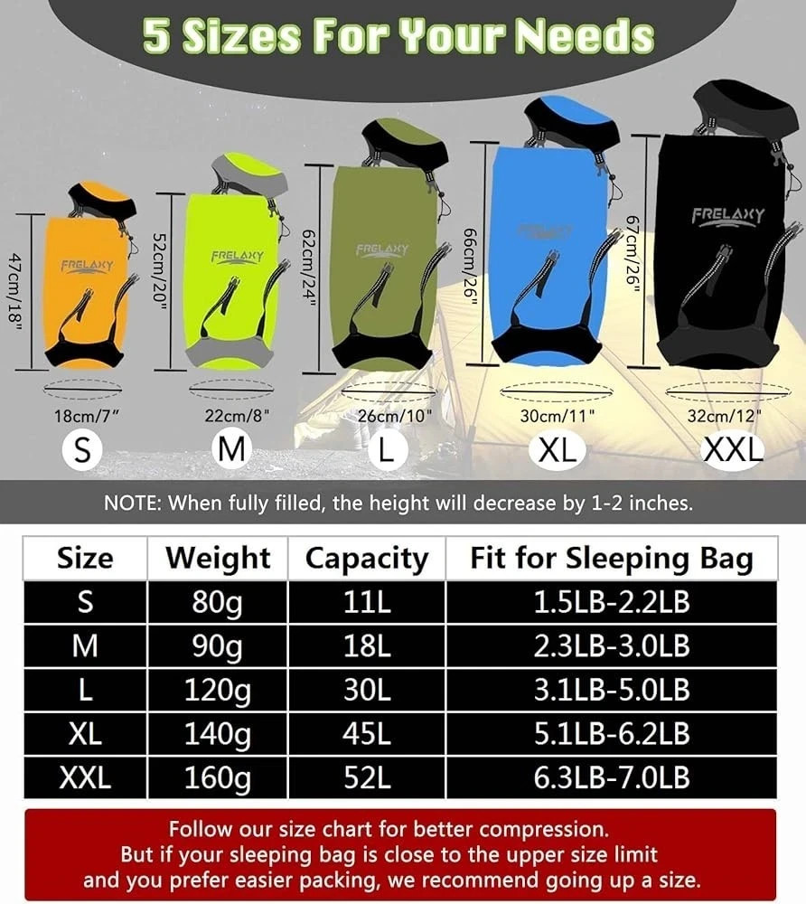 Frelaxy Compression Sack 45L Compression Stuff Sack, Water-Resistant