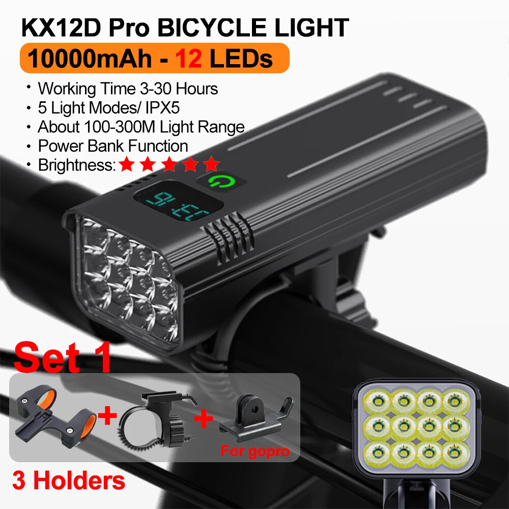 Bicycle Light Type-C Digital Battery Indicator USB Rechargeable Bike Light Set