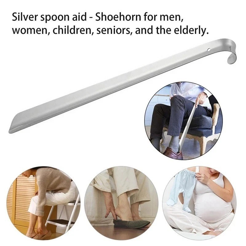 20.5" Extra Long Metal Handle Shoe Horn Stainless Steel Handled Shoehorn Horns..