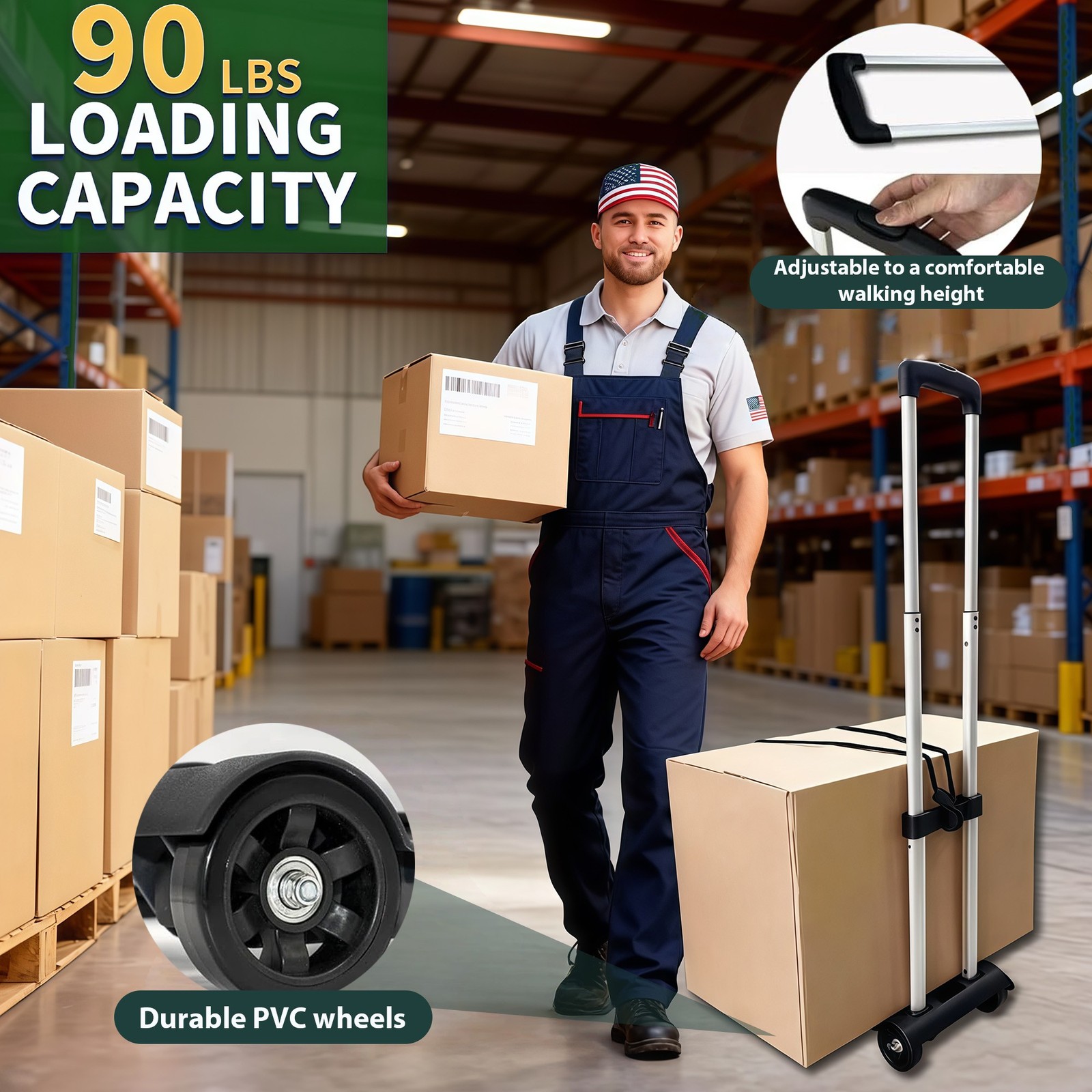 Heavy Duty Platform Cart Dolly Folding Moving Luggage Hand Truck Trolley 70lbs