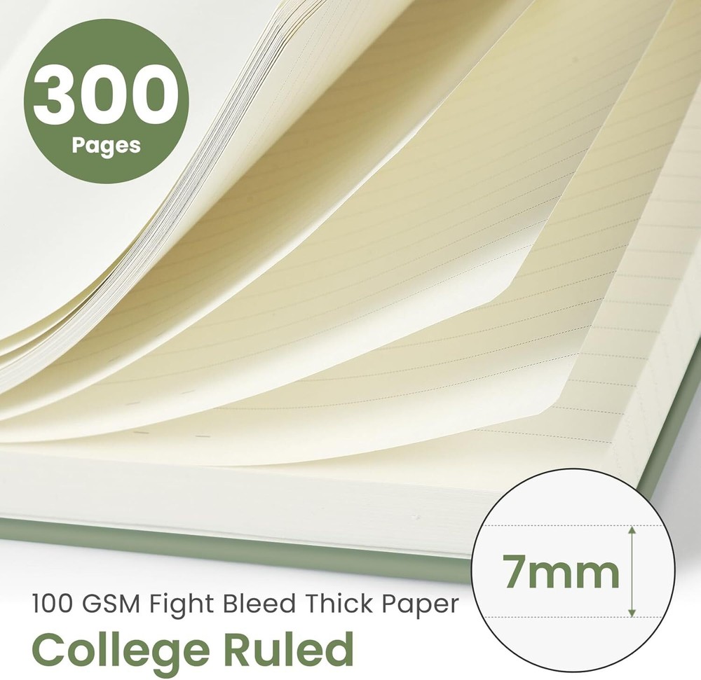 Lined Spiral Notebook Journal for Work, 300 Pages Thick B5 B - Green