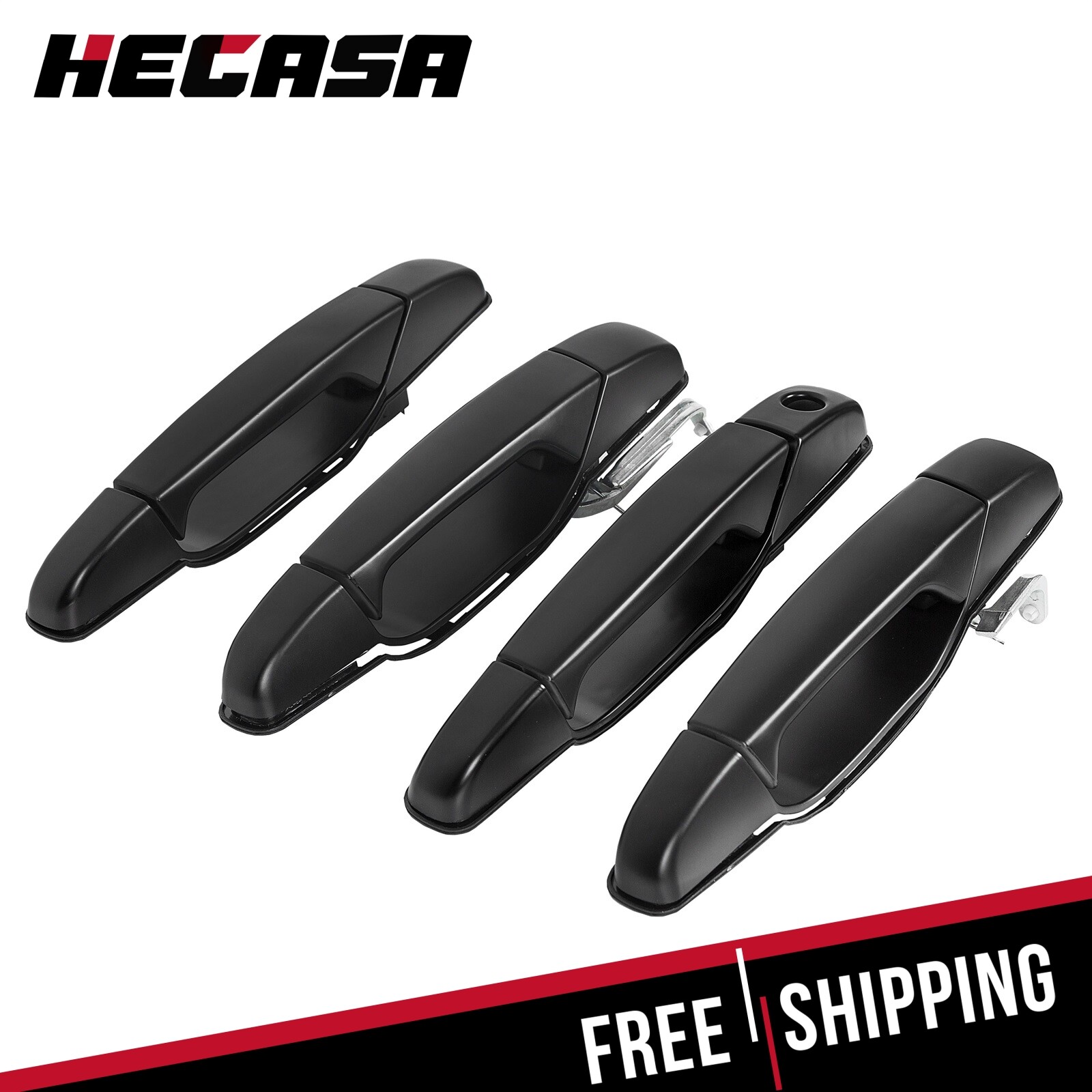 Set of 4 Door Handle Black Front & Rear For Chevy GMC Tahoe Yukon Sierra 07-14