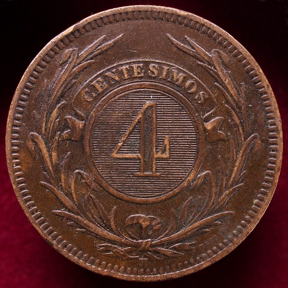 Uruguay 4 Centesimos 1869 H (L0603)
