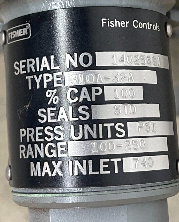 FISHER CONTROLS PILOT OPERATED REGULATOR TYPE 310A-32A