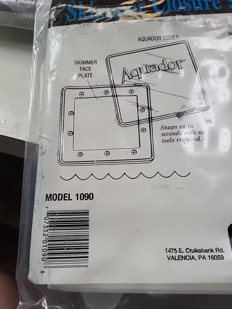 Aquador skimmer closure system model 1090 pool ￼ accessories