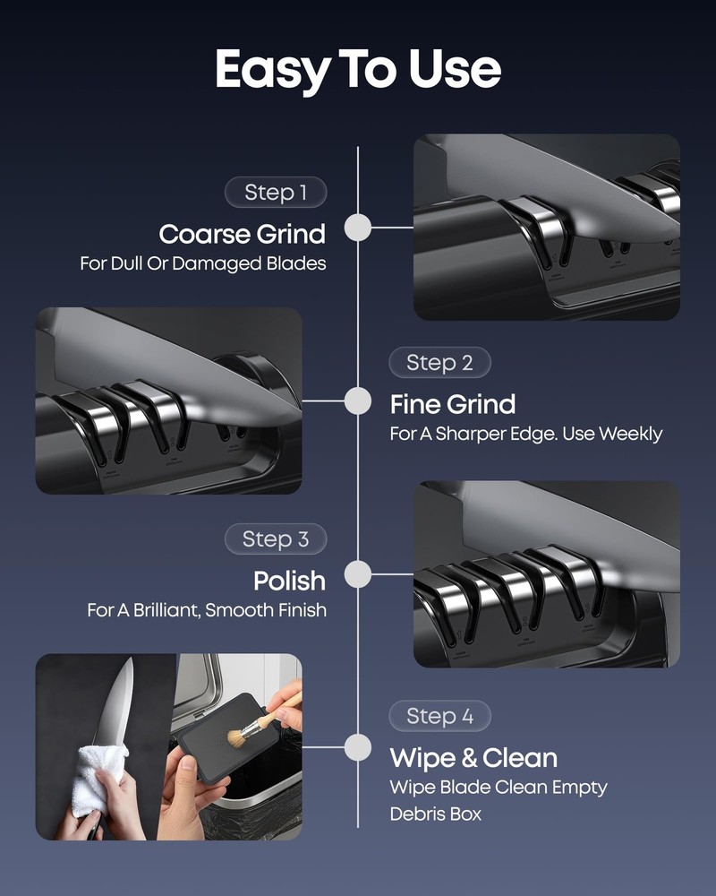 Electric Knife Sharpener for Kitchen, 3-Stage Knife Sharpener Electric with 1...