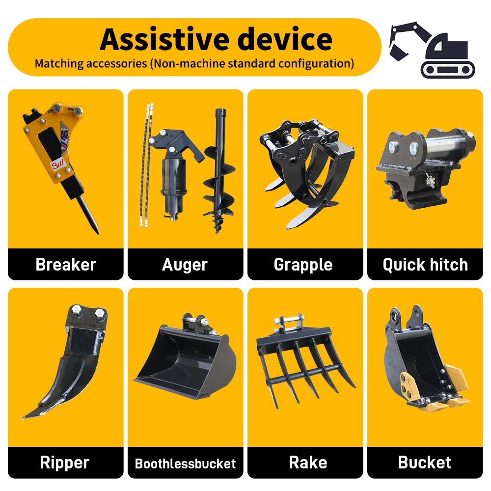 Mini Excavator 1Ton Pilot System Diggers B&S Engine with Attachments Free Ship