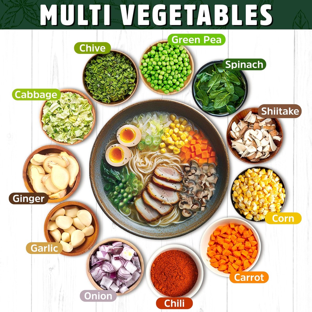 Dried ramen toppings. Dehydrated vegetables for ramen topper include Cabbage,...