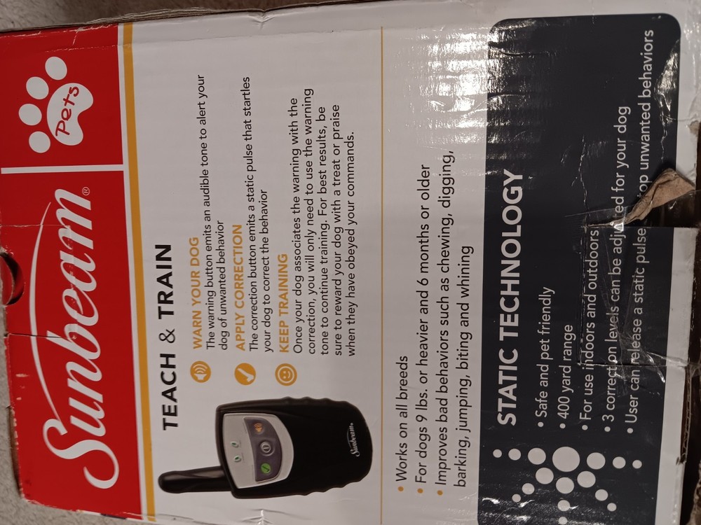 SUNBEAM RECHARGEABLE REMOTE TRAINER STATIC 400 YDS WATERPROOF TECH & TRAIN
