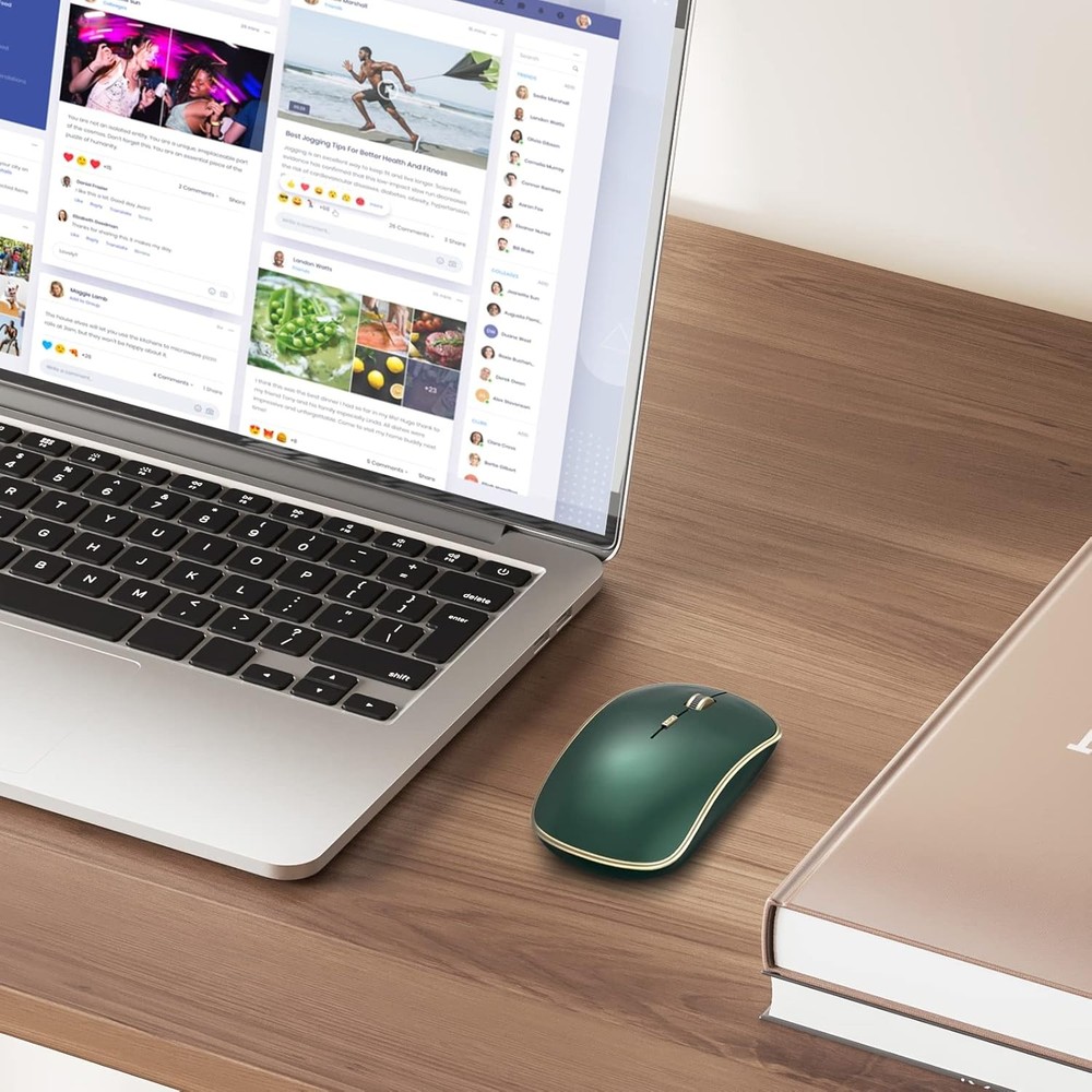 JOYACCESS 2.4G Slim Wireless Silent Mouse, Portable Computer Green