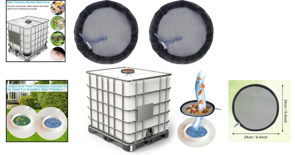 Weather-Resistant IBC Mesh Covers for Efficient Rainwater Collection - 2 Pcs