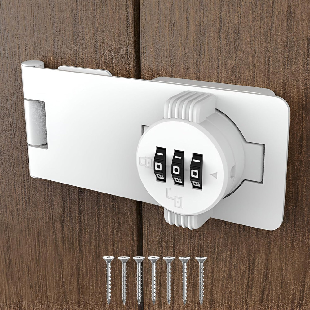 Keyless Combination Lock-3-Digit Combination Lock for Doors-Twist Knob Hasp Lock