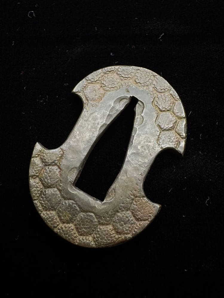 Unsigned Iron Tsuba Hexagon Pattern With Turtle Shell Motif Antique Art