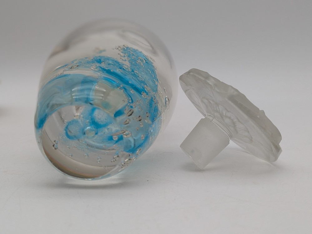 Hand Blown Glass Perfume Bottle Bubbles Flower Stopper