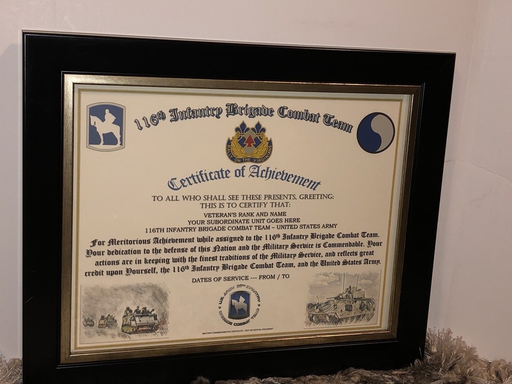 116TH INFANTRY BRIGADE COMBAT TEAM - COA / (COMMEMORATIVE CERTIFICATE)