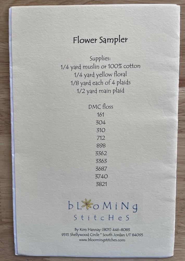 Blooming Stitches Flower Sampler Pattern By Kim Hannay