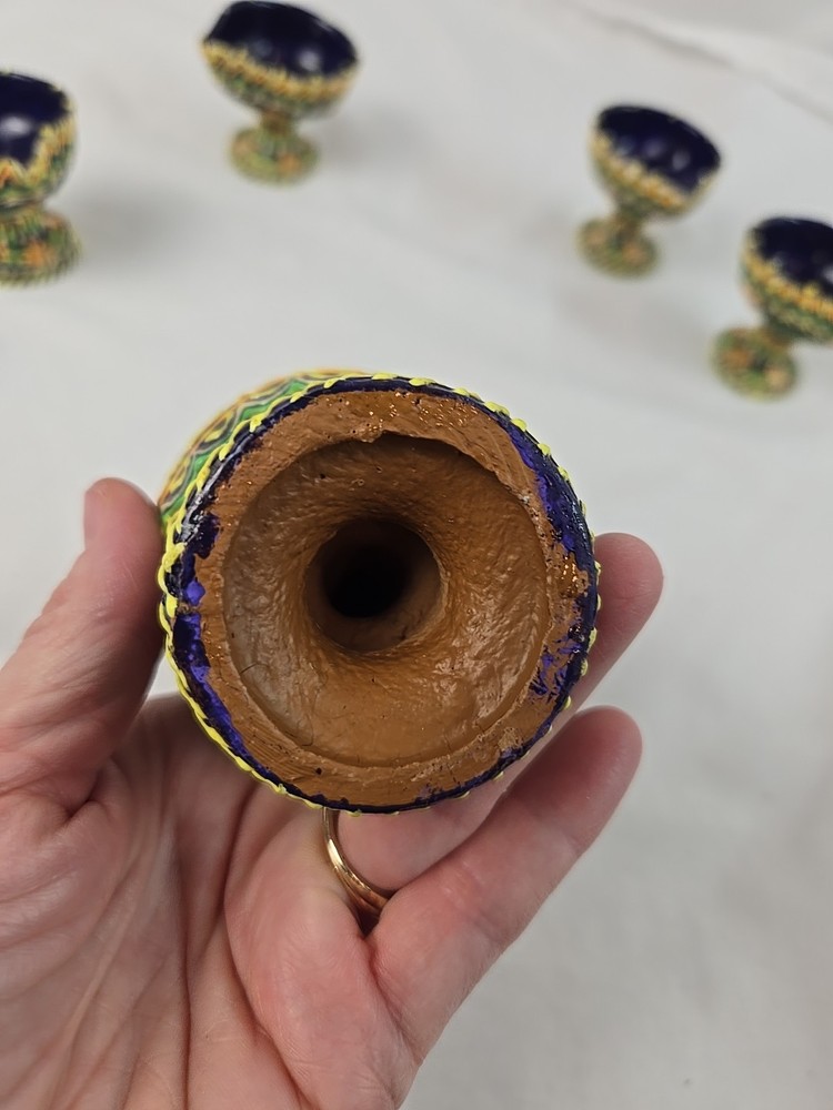 Minature Hand Painted Ceramic Pitcher And 4 Cups