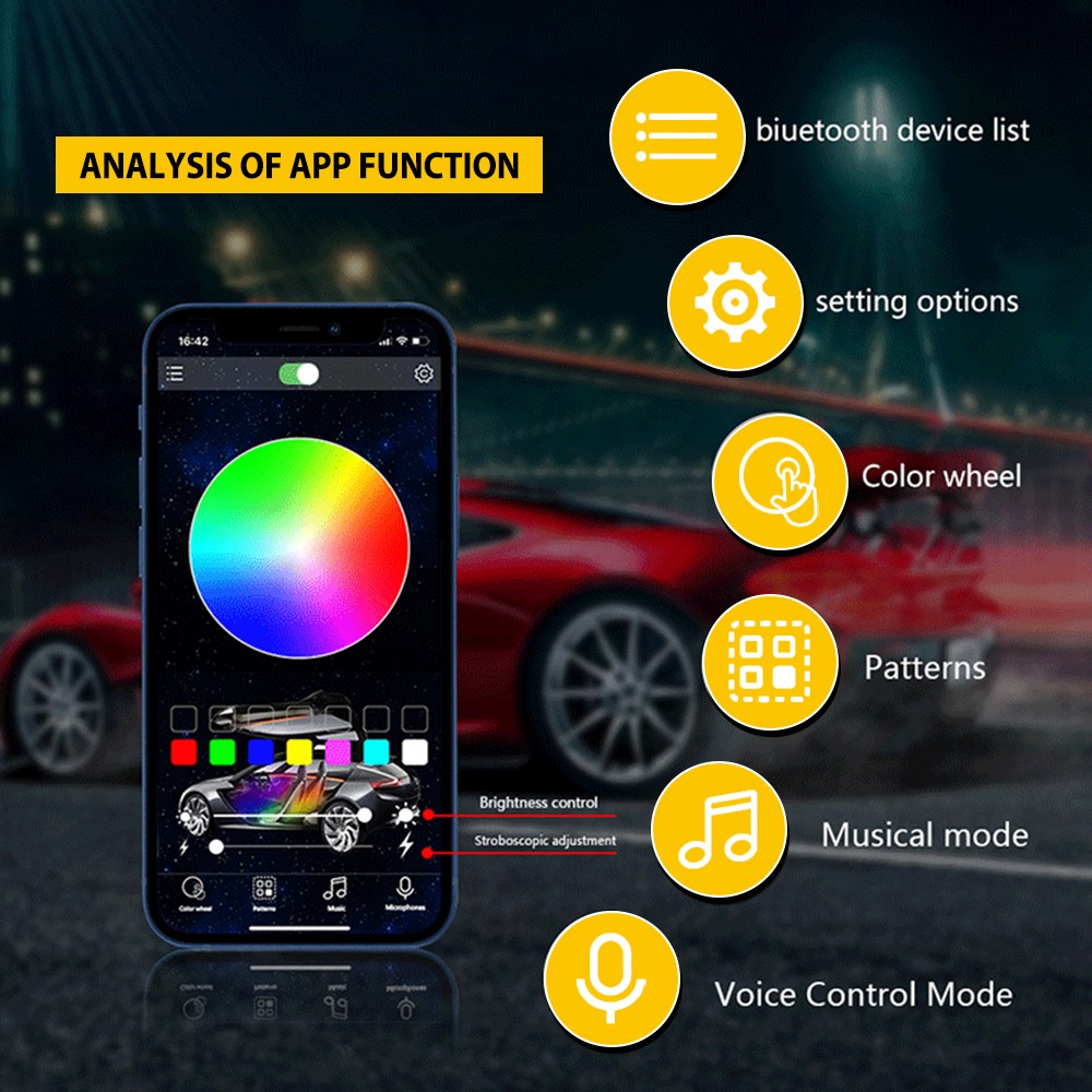 18in1 Car Atmosphere Interior LED Acrylic Guide Fiber Optic Ambient Lights Decor