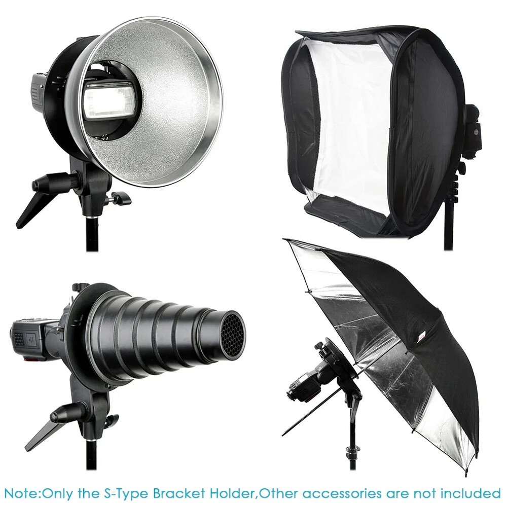 S Type Bracket Stable Bowens S Mount Holder for Speedlite Flash Snoot Softbox