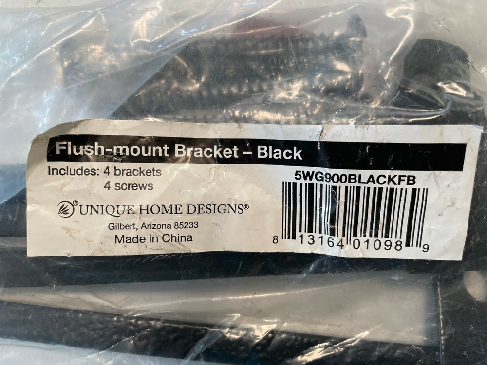 Unique Home Designs - Flush-Mount Brackets with Screws - Black - 4 Pack