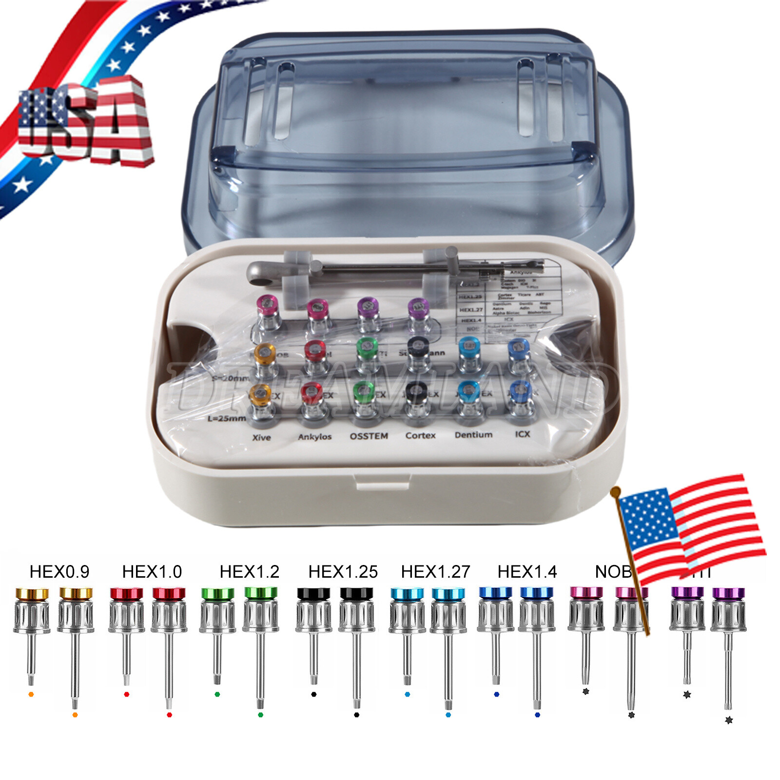 Dental Universal Implant Prosthetic Kit Torque Wrench Screw Drivers Remover USA