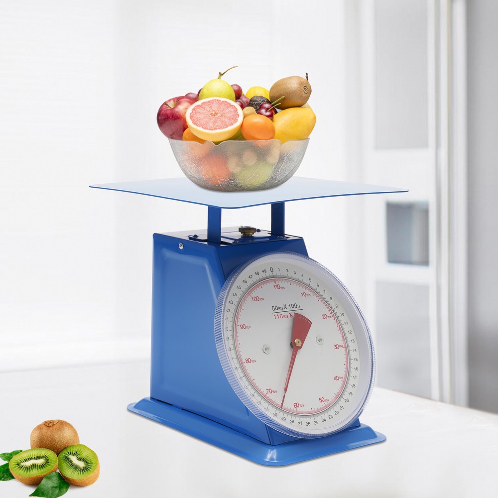 110LBS Heavy Duty Mechanical Kitchen Scale with Durable Iron Platform