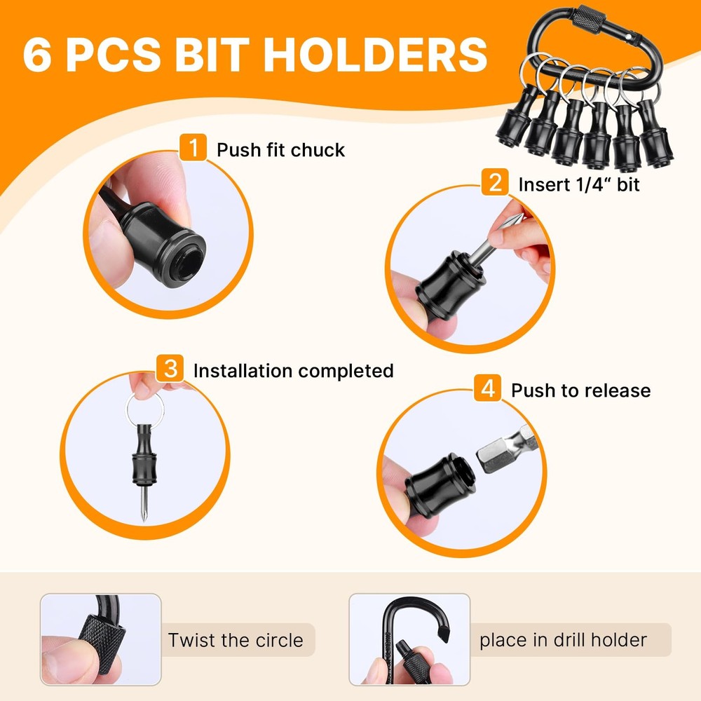 6PCS Keychain Bit Holder,Hex Drill Bit Holder for Impact Driver Drill Bit,Scr...