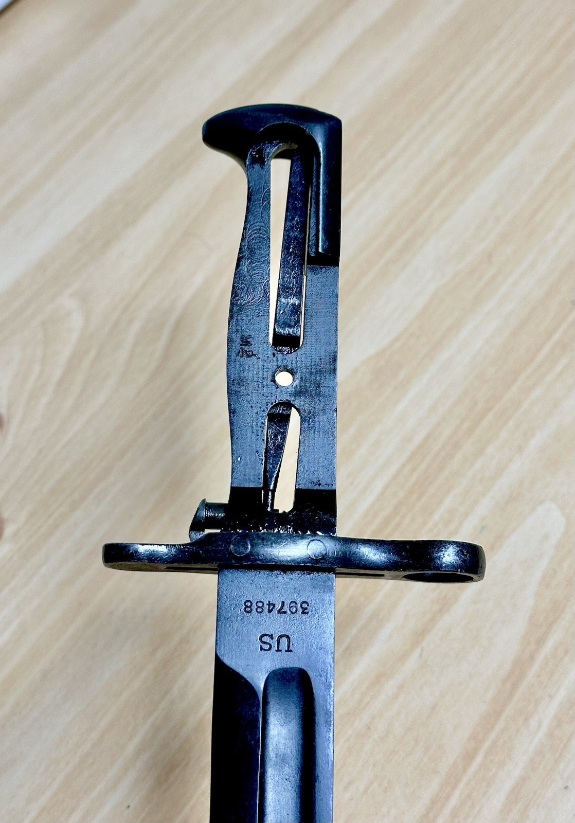 Pre-WWI US M1905-E1 10” Bayonet SA 1909 Springfield Armory Marked USS OKLA BB 37