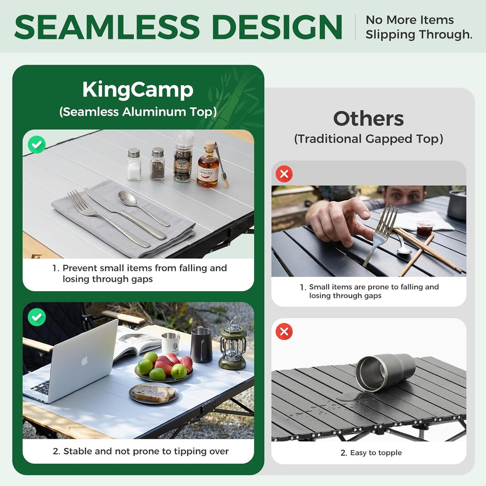 Camping Table Folding Portable Table Aluminum Roll up Lightweight Foldable Large