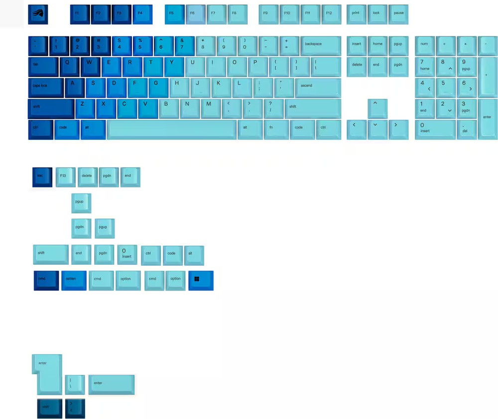 Glorious - GPBT Gradient Universal Keycap Set Compatible with Most 100% 85% 8...