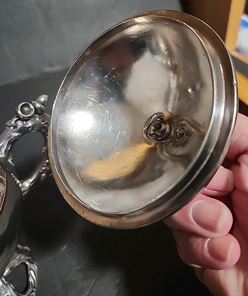 Antique Silver Plated Acorn Shaped Coffee Pot 3pc Set Acorns Tree Trunk Base