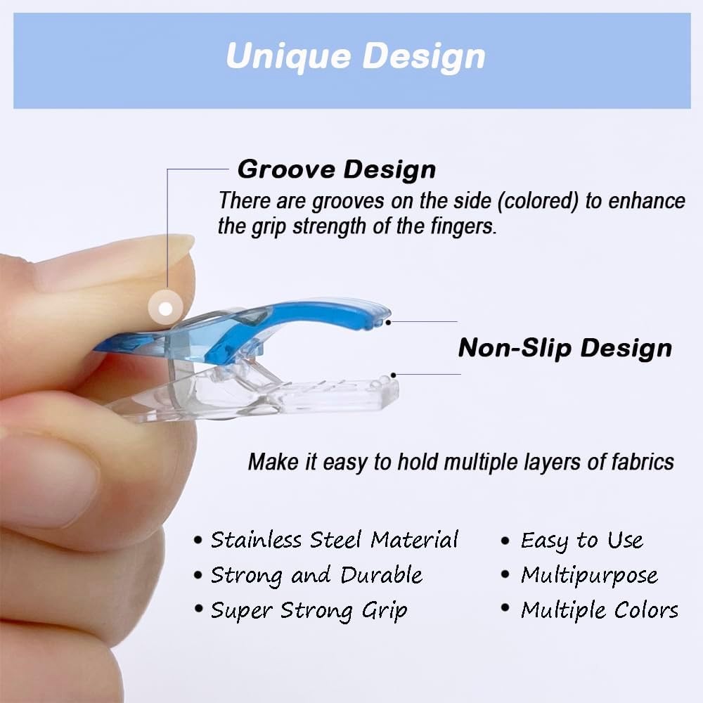 Sewing Clips, 100 Pcs with Plastic Box, Assorted Colors Quilt Clips 100pcs