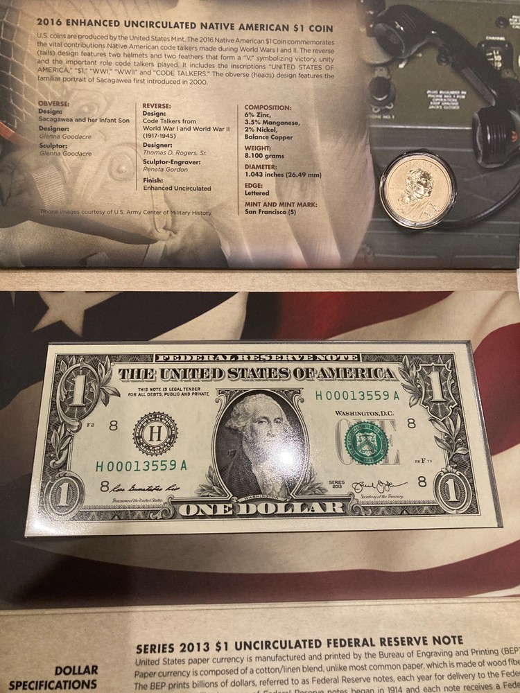 2016 Code Talkers - American $1 Coin & Currency Set