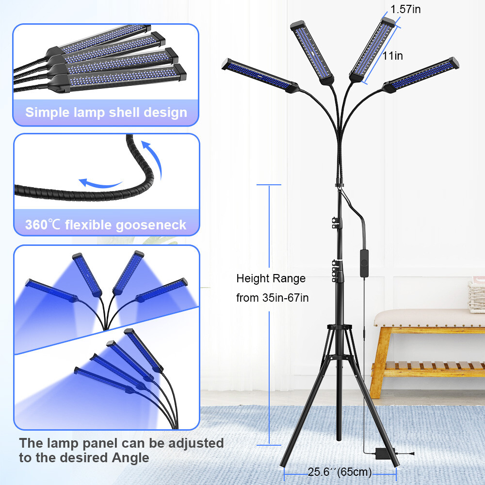 60W UV Tanning Lamp for Face & Body 432 LED Self-Tanning Light w/Protect Goggles