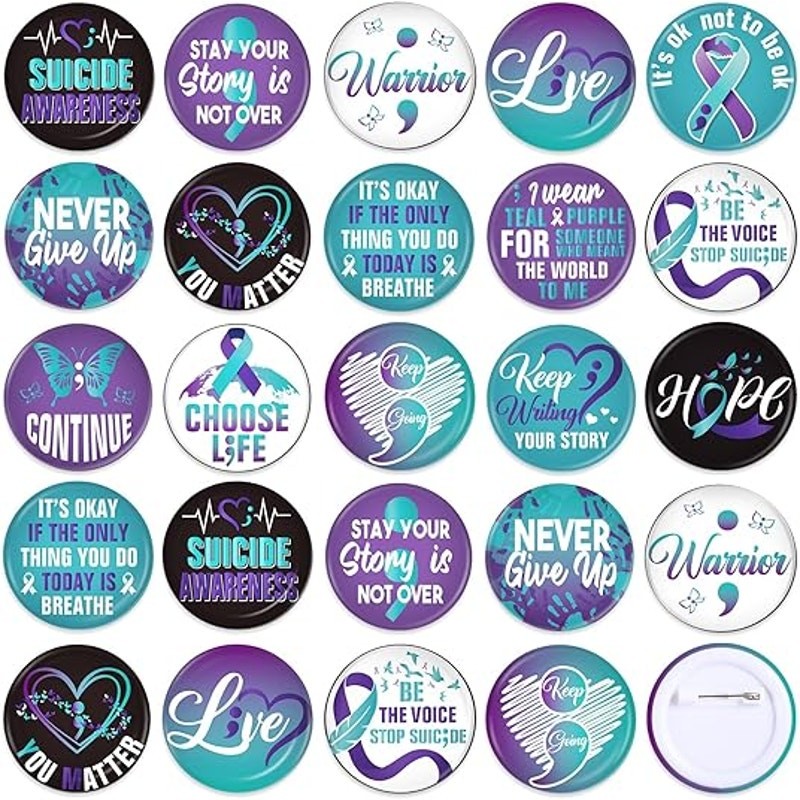 100 Suicide Prevention Awareness Button Pins-NEW-B