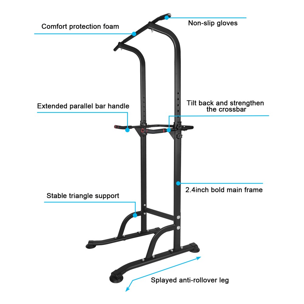 Heavy Duty Power Tower Dip Station Adjustable Height Multi-Function Fitness