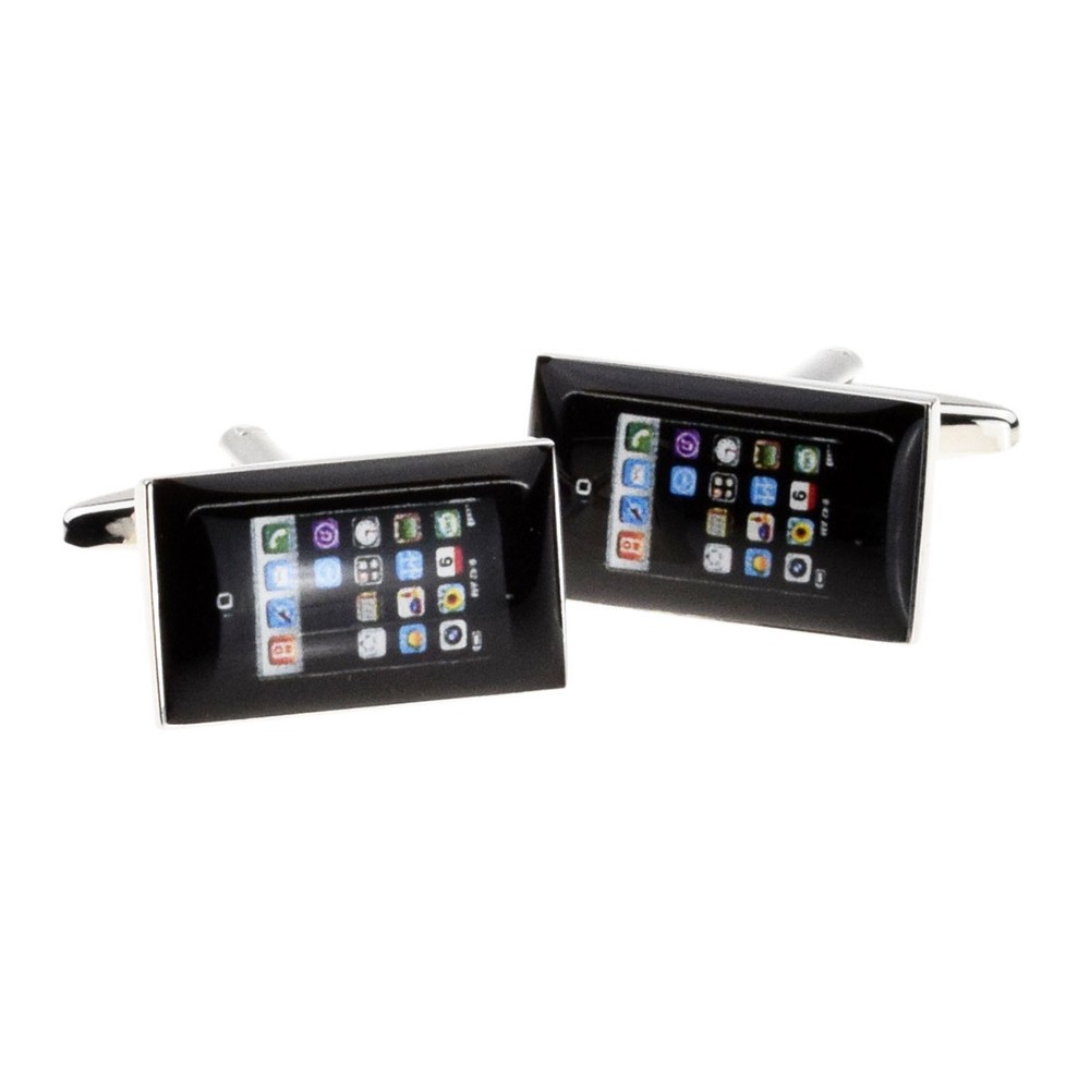 Black Smart Phone Cufflinks in a Cufflink Box X2BOCR018