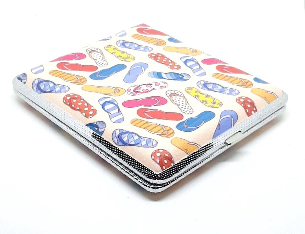 RYO Sandals Design Silver Framed PU Leather 100s Size Cigarette Case