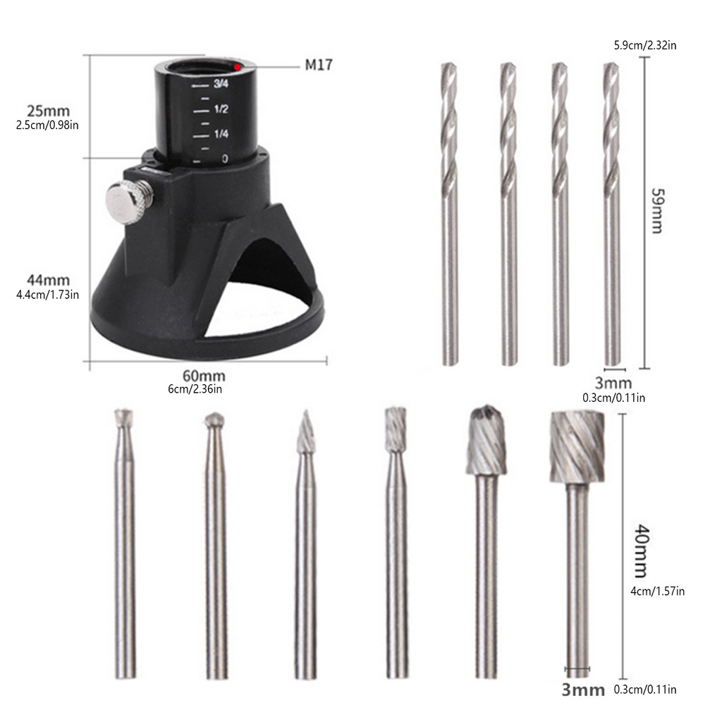 Multi Rotary Sanding Tool Guide HSS Router Drill Bits Set For Dremel