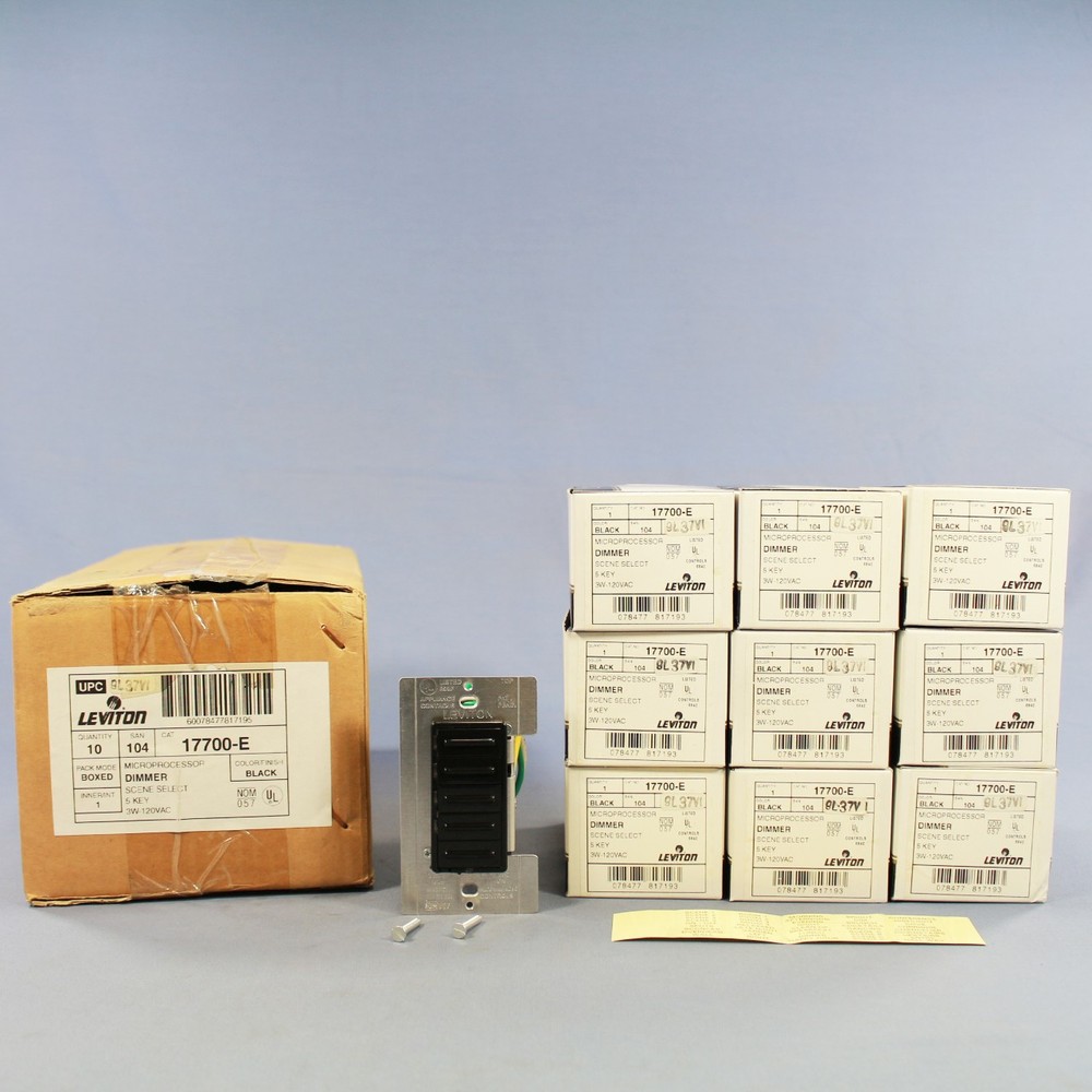 Leviton 17700-E Black Scene Selector MicroDimmer Controller Switches 5-Key 10pcs