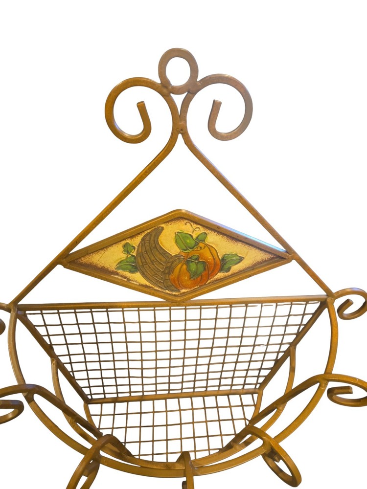 ​🍁 Rustic Harvest Metal Wire Wall Basket/Mail Holder - Cornucopia Fall Decor