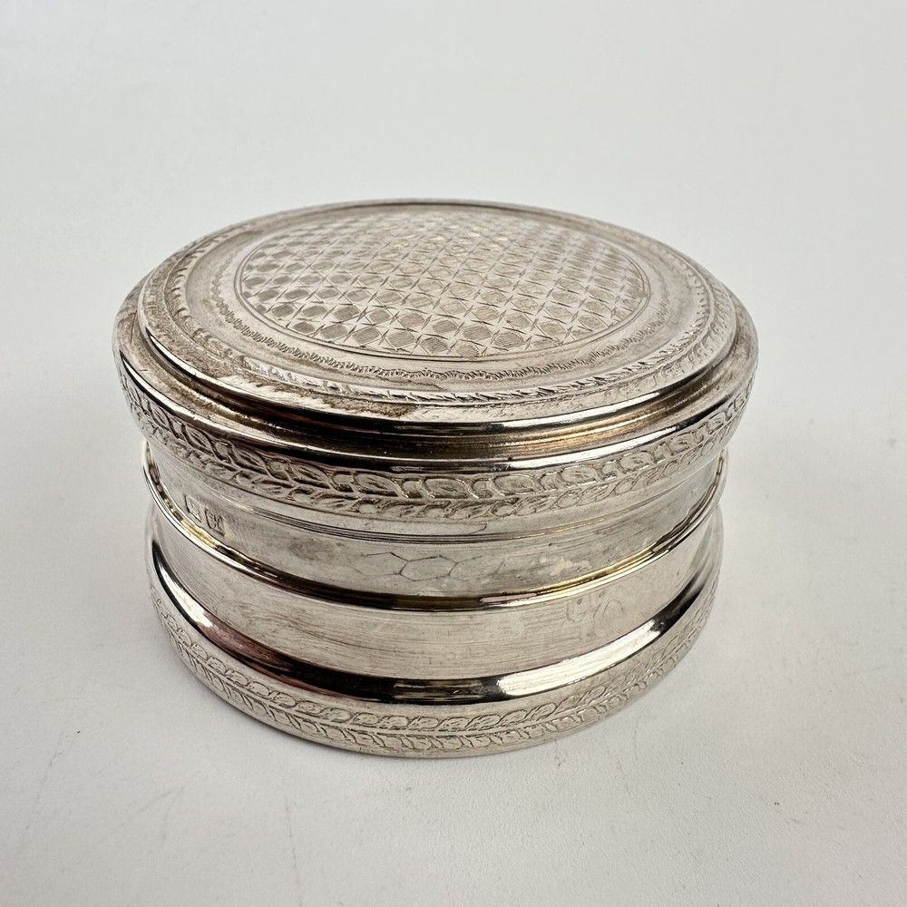 Antique Solid Silver Circular Box Nathan & Hayes 1908 8cm
