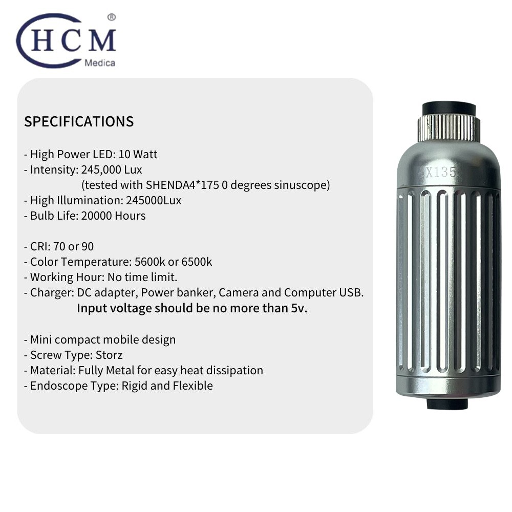 10W Mini Portable LED Light Source Fit For ENT Surgery Endoscope Light Source