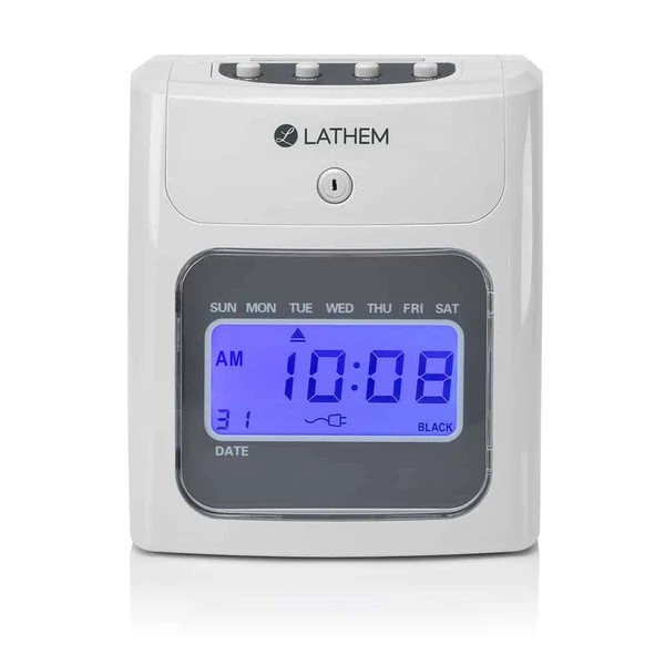 Lathem 400E-KIT Top-Feed Electronic Time Clock Bundle Kit Time Clock Gray 8.5...