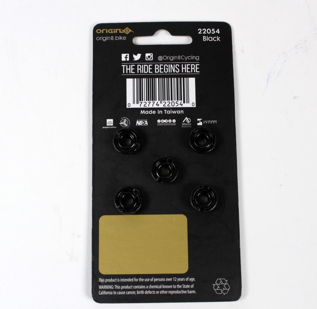 5-Count Set of Origin8 Black Single-Speed Chainring Bolts OPEN PACKAGE