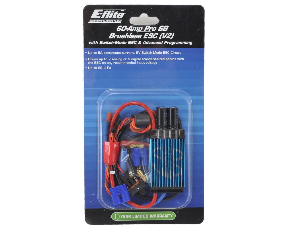 EFLA1060B E-Flite Eflite 60 Amp Pro V2 Brushless ESC Electronic Speed Control