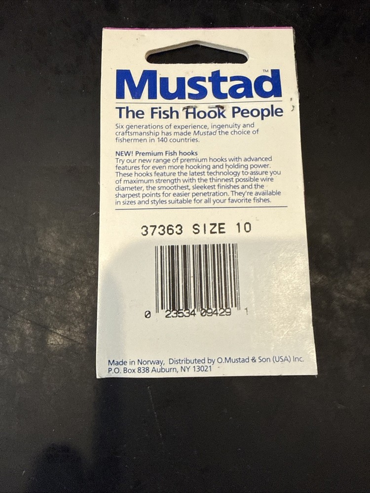 Mustad Ref 37363 Size 10 Qty 10 Per Pack