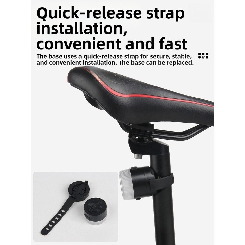 COB LED Bicycle Tail Light Rechargeable Type C Waterproof with Quick Strap